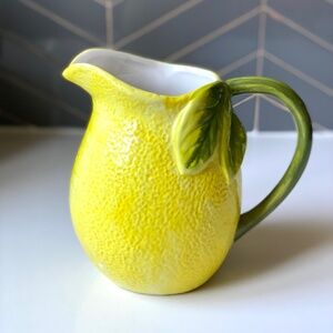 Lemon Summer Fruit Ceramic Serving Pitcher by Valerie Parr